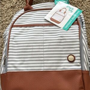 iPack Baby Striped Backpack Diaper Bag in Gray & Brown